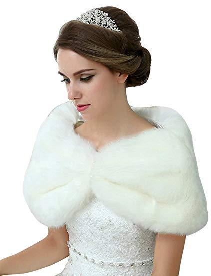 Clearbridal Women's Faux Fur Wrap Shawl Cape Stole Winter C17010