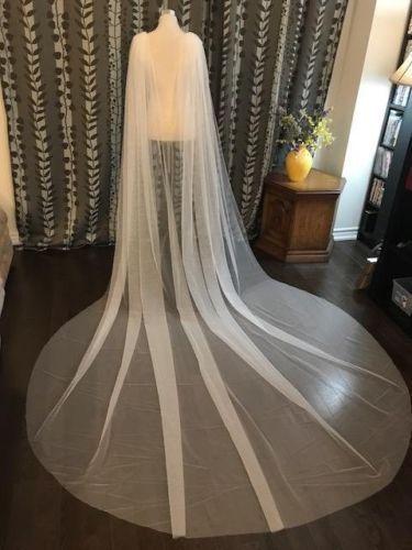 2022Soft White Ivory Wedding Cape Bridal Shoulder Veil Tulle Long Length cloak Shawl Cheap Hot Sale Wedding Jackets