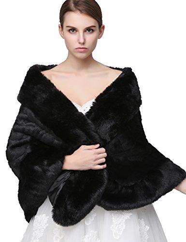 Clearbridal Women's Faux Fur Wrap Cape Stole Shawl Bolero Jacket Coat Shrug For Wedding Dress Winter 17014