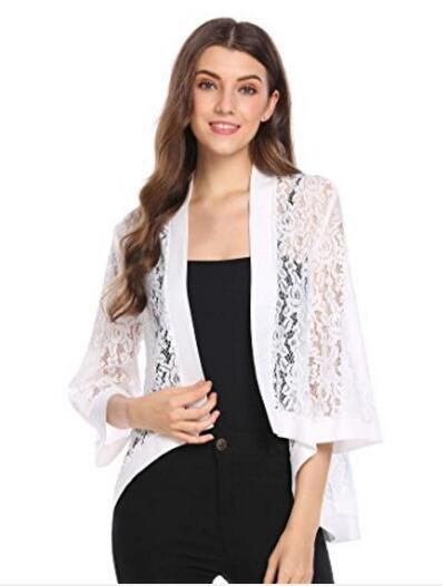 White Burgundy Navy Black Lace Wedding Bolero 3/4 Sleeves 2018 New Style Bridal Jacket Good Quality