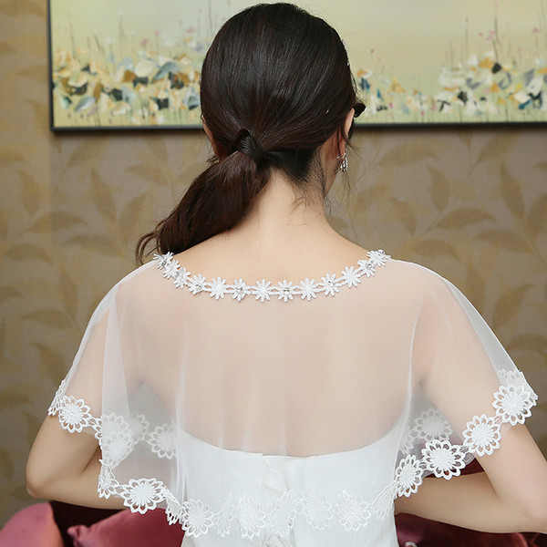 2018 Hot Sale New Style Short Ivory Wedding Cape With Lace Edge Wholesale Price Bridal Accessory