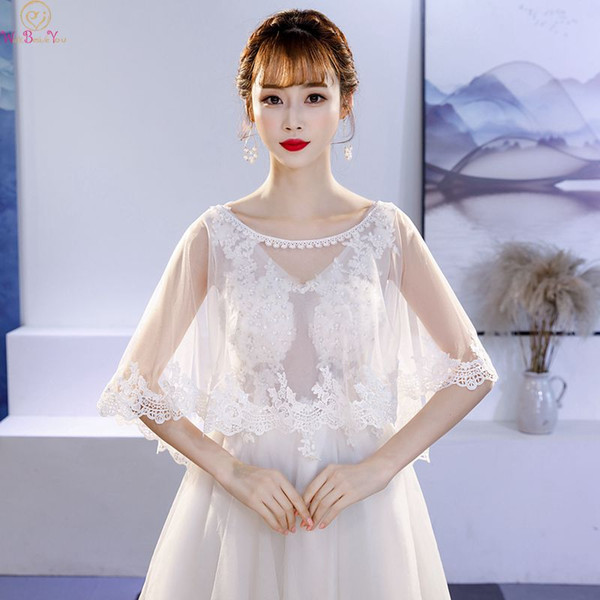 Ivory Women Boleros 2019 New Bridal Wraps Wedding Jackets Appliques Soft Tulle Shawls Evening Capes Formal Party Cloaks In Stock