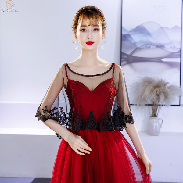 Black Women Appliques Tulle Bolero Elegant Bridal Wraps 2019 Wedding Accessories Shawls Evening Capes Formal Party Cloak Stock