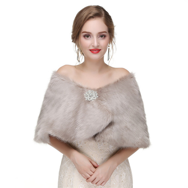 Mingli Tengda Winter Faux Fur Shawl Coat Boleros Jacket Wedding Warm Elegant Bride Wraps Cape Bridal Jacket Bridal Accessories