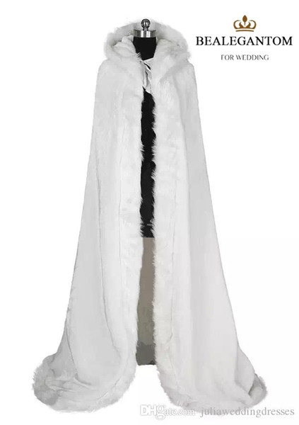 White Bridal Wraps Jackets Winter Fur Women Jacket Bridal Floor Length Cloaks Long Party Wedding Coat