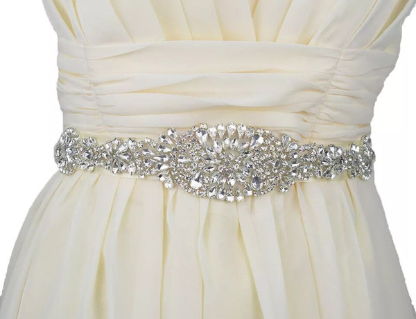 Wedding Belt Bridal Sash Rhinestones Applique,Sew on Iron on Diamante Crystal Beading Wedding Trimming Sparkly for Women Gown Dress