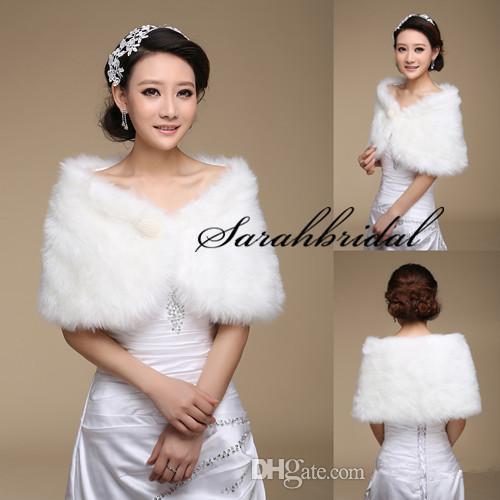 New White Pearl Bridal Wrap Shawl Coat Jackets Boleros Shrugs Regular Faux Fur Stole Capes For Wedding Party 17004 Free Shipping