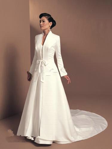 Wedding Accessories Bridal Jacket Cloak Shaw Winter Coat With Satin Fabric Custom Made Cathedral Length White Long Sleeves Decoration