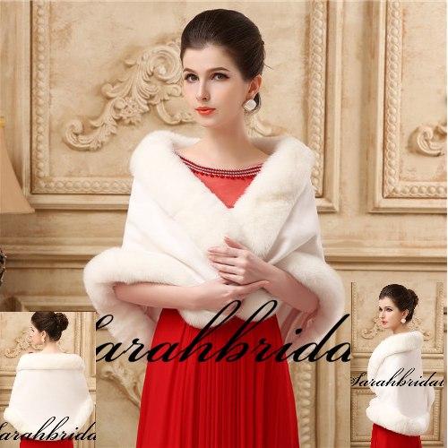 New Faux Fur Bridal Shrug Wrap Cape Stole Shawl Bolero Jacket Coat Perfect For Winter Wedding Bride Bridesmaid Free Shipping Real Image 2015