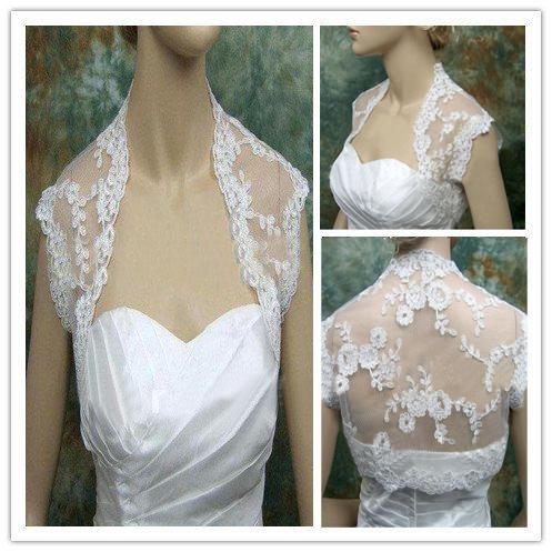 2019 New Hot Sales Free Shipping White Ivory Lace Wedding Jacket Short Sleeve High Quality