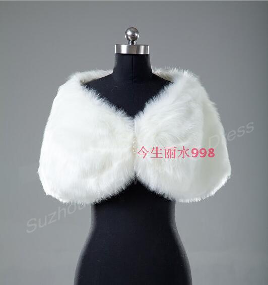 2017 new Retail Warm Faux Fur Ivory Bolero Wedding Wrap Shawl Bridal Jacket Coat Accessories Free Shipping