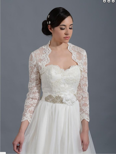 2018 Bolero Bridal Lace Cape Long Sleeves Bridal Wrap Appliqued Jackets Wedding Capes Wraps Bolero Jacket Wedding Dress Wraps Plus Size