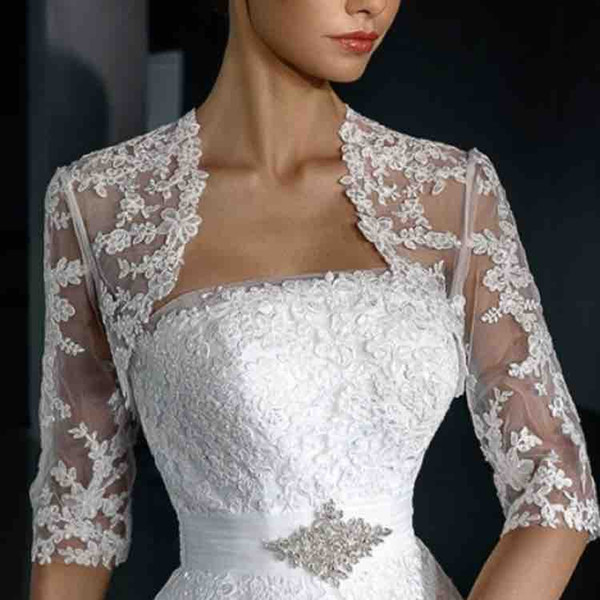 2019 Elegant Appliques Lace Sleeveless Cathedral Train Wedding Bridal Wraps Sheer Jewel Neck Wedding Bridal shawl