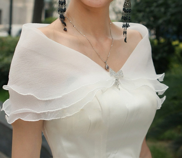 Cheap Sun Protection Bridal Wraps Cystal 3 Layers Wedding Shawl Wrap Cape Spring Summer Bridal Shrug Bolero Jacket Free Shipping