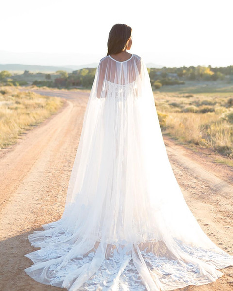 Lace Appliques Wedding Cape 2m Long Tulle Bridal Shawl Elegant Wedding Wraps Accessories Custom made ZJ002