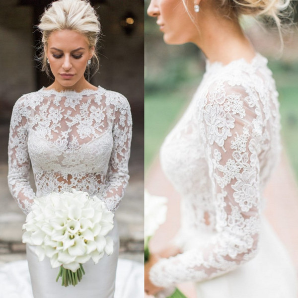 Cheap Lace Bridal Wraps Bateau Neck Buttons Back Long Sleeves Jackets For Wedding Dresses Bolero Jacket Plus Size Capes Wraps