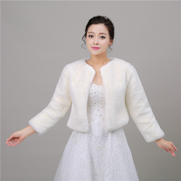 2017 Cheap Winter Faux Fur Bridal Wedding Wrap Cape Shawl Jackets Coat Bolero Tippet Stole for Wedding Party PJ048