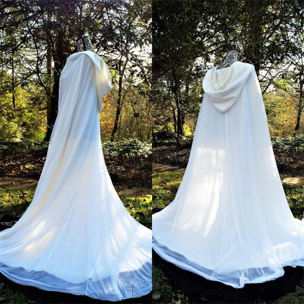 Custom Made Vintage Wedding Capes Cloaks Coat White Ivory Hooded Medieval Wrap Bolero Jacket Bridal Accessories Plus Size