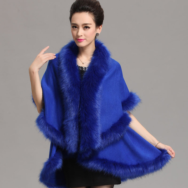 Royal Blue Faux Fur Shrug Cape Stole Wrap Shawl Winter Fall Bridal Prom Evening Pageant Party Elegant Regular Size Women Bolero Fashion