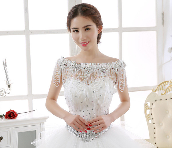 Luxury Rhinestone Beading Tassels Bridal Accessories Shoulder Chain 2018 New Bateau Neck Bridal Wraps For Wedding