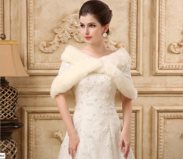 2017 New style White In Stock Bridal Wraps Artificial wool Hollywood Glamour for bride cheap price