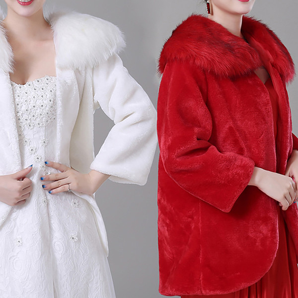 Faux Fur Long Sleeves Winter Wedding Wraps Special Occasions Adjustable Size Cheap Women Bridal Wraps Jackets Online Sale CPA1494