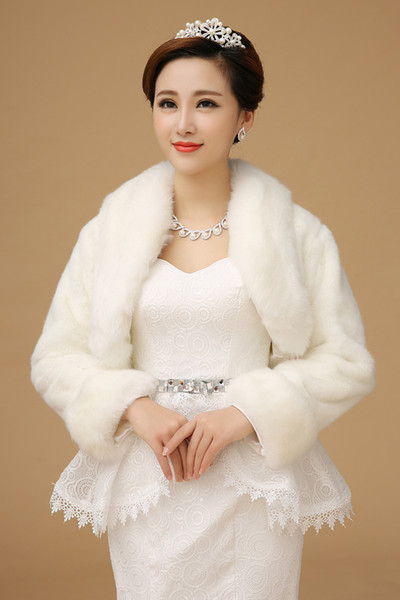 New bride wedding long-sleeved wedding shawl white small cotton jacket long-haired edging warm wool shawl