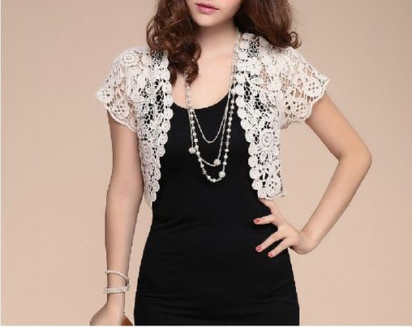 Women's Fashion Formal Pageant Ladies Short Sleeve Shrug Bolero Lace Wedding Bridal Cape Jacket Elegant Cape