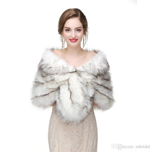 2017 Bridal Wraps Faux Fur For Wedding Evening Party Prom Jacket Coat Winter White Fur Shawls Wedding Capes PJ-170923/25