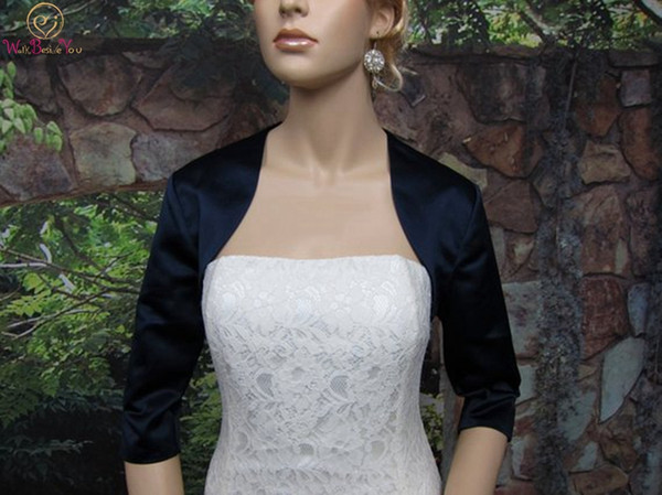 2019 Latest Style Women Wraps Elegant Black Bolero Half Sleeve Party Jacket Satin Evening Dress Wedding Formal Shawl