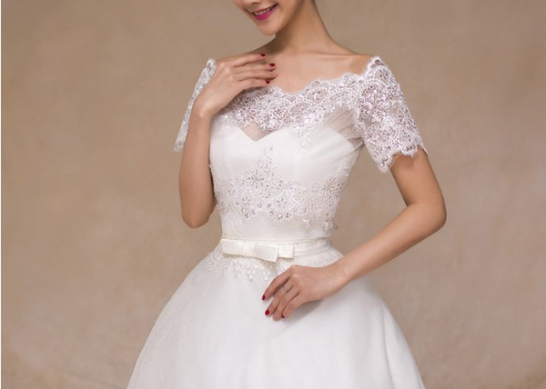 Korean version bride Sequin screen short sleeve shoulder summer and Autumn Wedding Dress shawl 2019