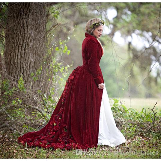 Real Luxury Burgundy Bridal Cloak For Wedding Rose Flowers Large Size Christmas Cape With Hat Custom-Size Bridal Accessories Velvet