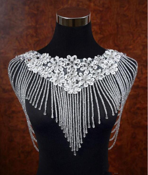 Bling Bling Crystal Rhinestone Beaded Lace Bridal Wraps Lace 2019 Top Sale Beaded Wedding Shawl Jacket Bolero Jacket For Wedding Accessories