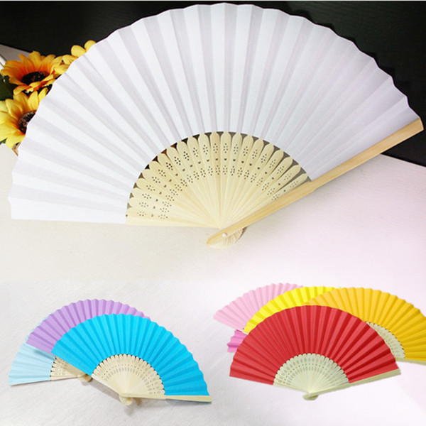 17 Stock Colors Factory Wholesale Wedding Hand Paper Fans Pocket Folding Bamboo Fan fans Party Favor 100pcs 21 cm