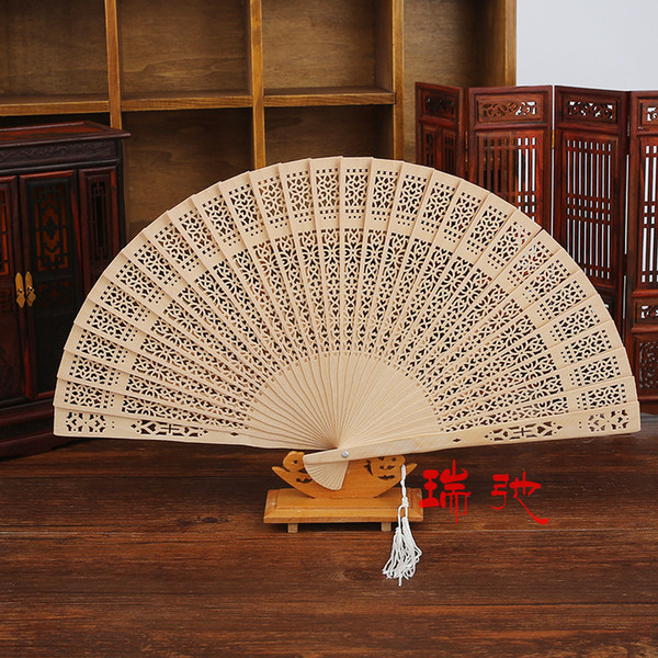 8 inch Hollow Out Sandalwood Wooden fan Chinese Hand Held Folding Fans with a Pleasant Smell