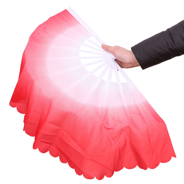 Dance Fans Fashion Gradient Color Chinese Real Silk Dance Veil Fan KungFu Belly Dancing Fans For Wedding Party Gift Favor Or Stage Show