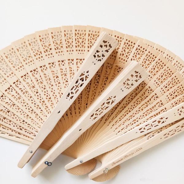 Personalized Sandalwood Folding Hand Fans with Organza Bag Wedding Favours Fan Party Giveaways Free in bulk 50pcs lot