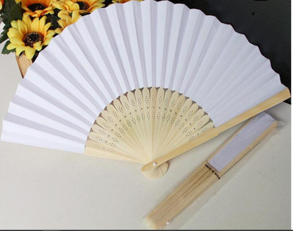 DHL In stock 2016 hot selling white bridal fans hollow bamboo handle wedding accessories Fans & Parasols 