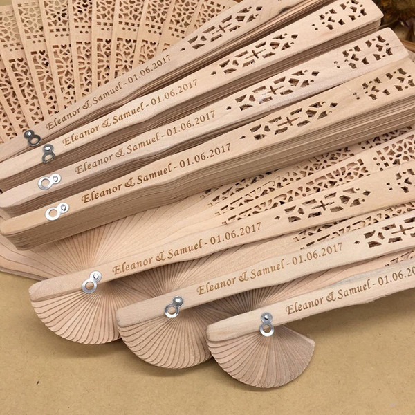 personalized sandalwood folding hand fans with organza bag wedding favours fan party giveaways Free in bulk 50pcs lot