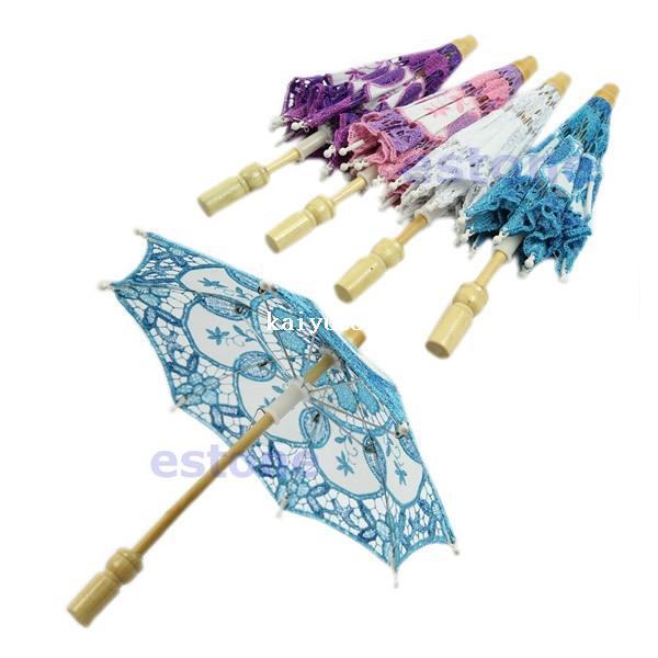 Hot Selling New Bridal Embroidered Lace Parasol Wedding Party Decoration Umbrella 4Colorsff Free Shipping