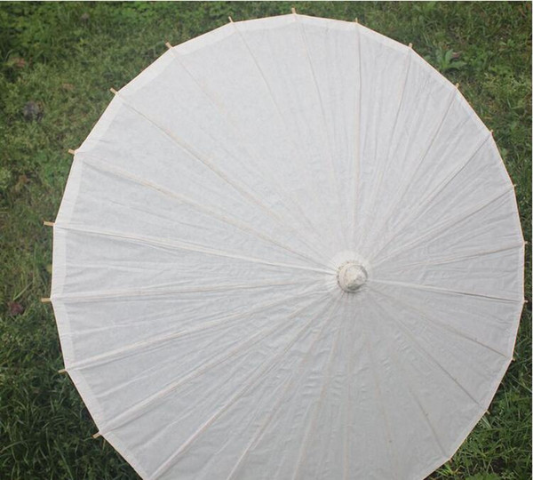 (100 pcs/lot) New Eco-friendly Bamboo With Paper White Color Long-handle Bridal Wedding Umbrellas free Shipping