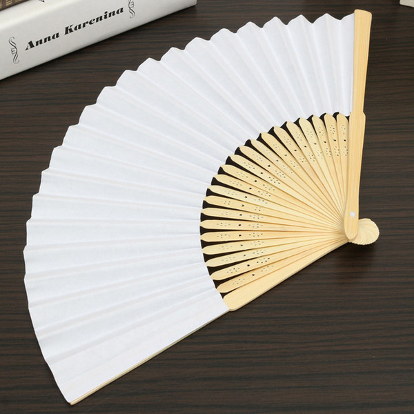 Wholesale 23 cm Wedding White color Paper Hand Fan Wedding Party Decoration Promotion Favor 