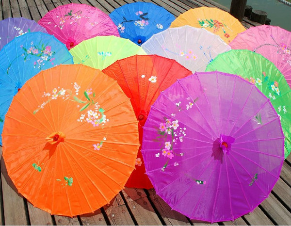 Free 50pcs/lot assorted colors traditional Chinese silk parasol,wedding umbrella for bride and gifts