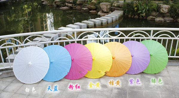 Wedding Parasols Paper Parasol Sun Umbrellas Bridal Accessories Handmade 33'' Diameter Solid Color Paper Umbrella Chinese Straight