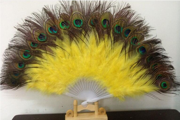 2018 WGhappiness New peacock feather fans Carnival dance fans Party favors 9 colors available best fans & parasols