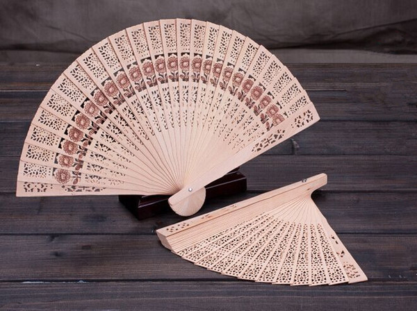 Free Shipping 2018 Two Styles Wooden Carving Hand Fans Hollow Flowers Bridal Accessories Hand Folding Fan Wedding Party Gifts