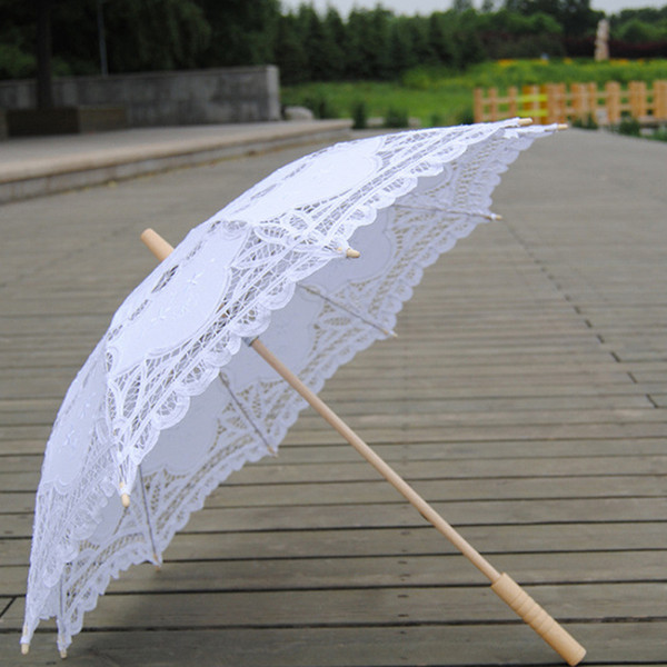 Fashion Sun Umbrella Cotton Embroidery Bride Battenburg Lace Parasol Umbrella Wedding Umbrella Decorations