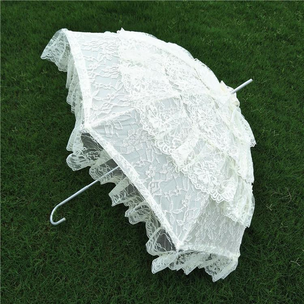 Retro Lace Parasol Romantic Wedding Party Fancy Handmade Embroidered Umbrella Vintage Style Bridal Accessories Photo Props