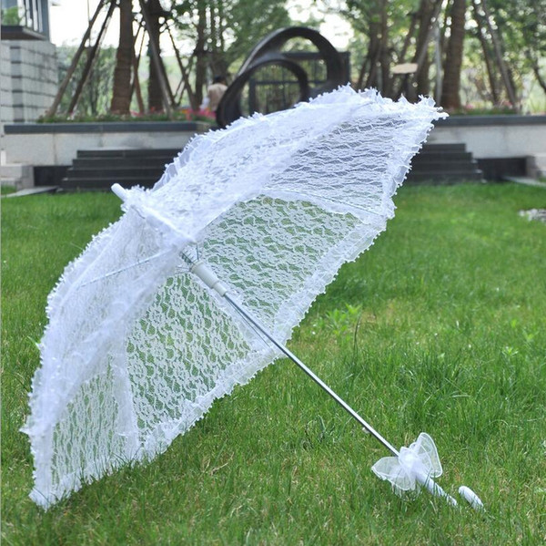 Stock Bridal Accessories Wedding Lace Parasol White Lace Umbrella Victorian Lady Costume Accessory Bridal Party Decoration Parasols Cheap