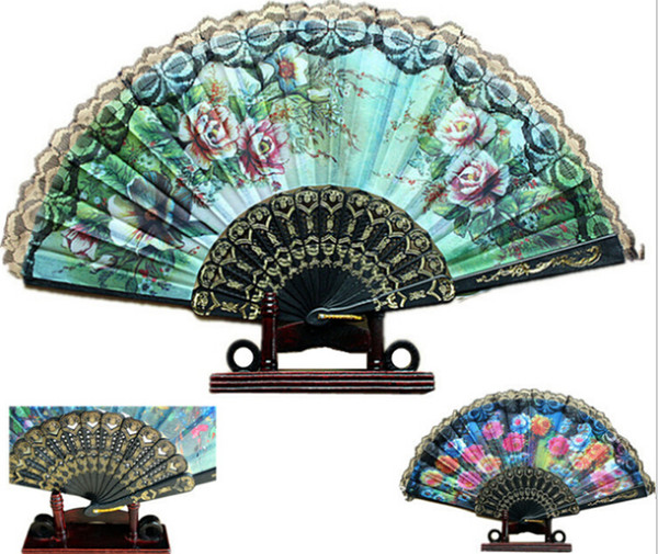 Black Lace Wedding Fans Ladies Hand Dancing Folding Fan Retro Bun Deco Fans Handmade Wedding Tourism Guest Gift